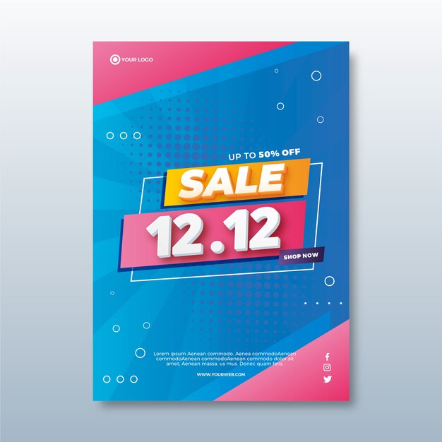 グラデーション12.12販売垂直ポスターテンプレート