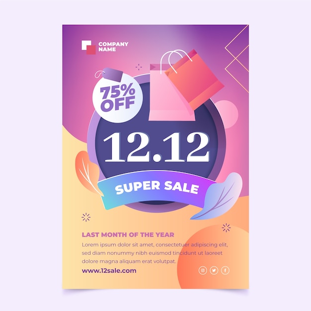 Gradient 12.12 sale vertical poster template