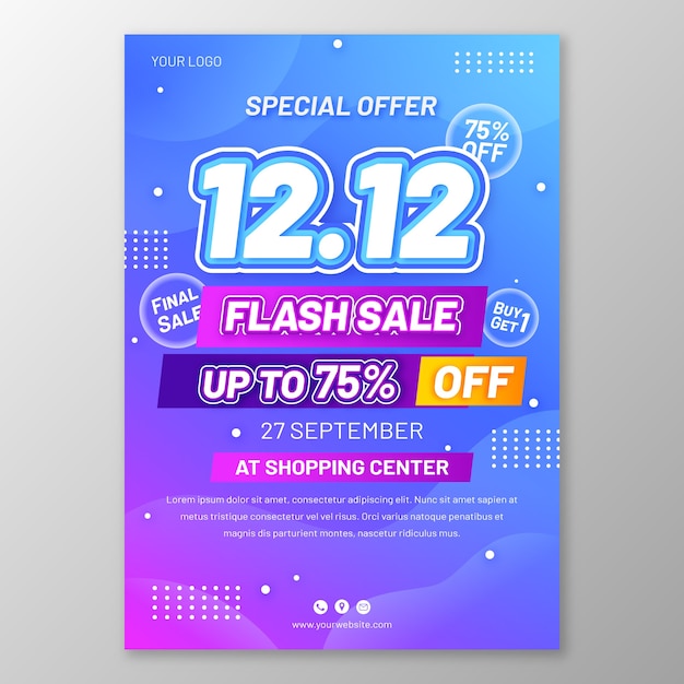 Gradient 12.12 sale vertical poster template