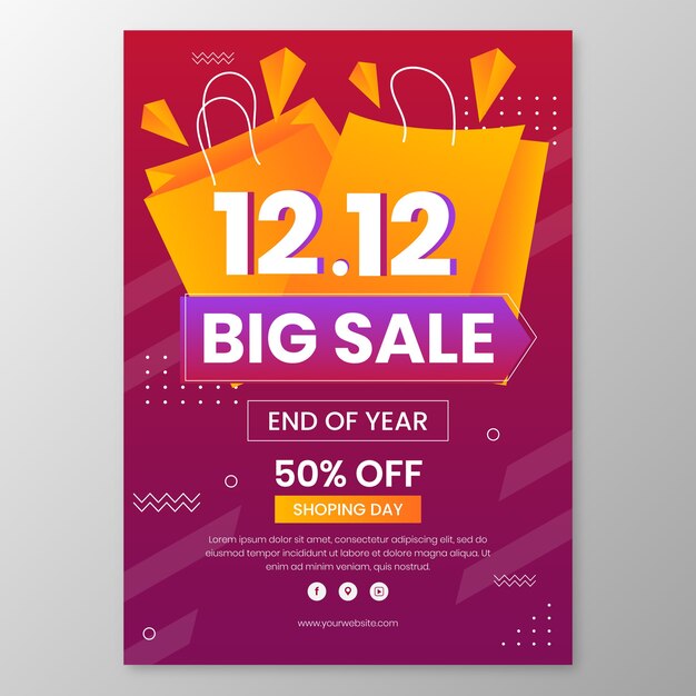 グラデーション12.12販売垂直ポスターテンプレート
