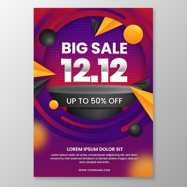 Free vector gradient 12.12 sale vertical poster template