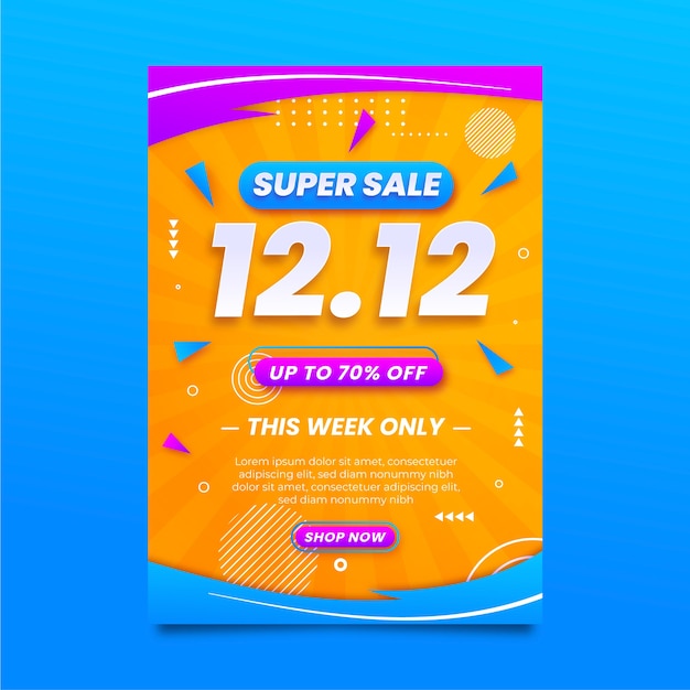 Free vector gradient 12.12 sale vertical poster template