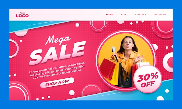 Free vector gradient 12.12 shopping day landing page template