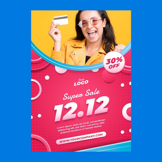 Gradient 12.12 shopping day vertical poster template