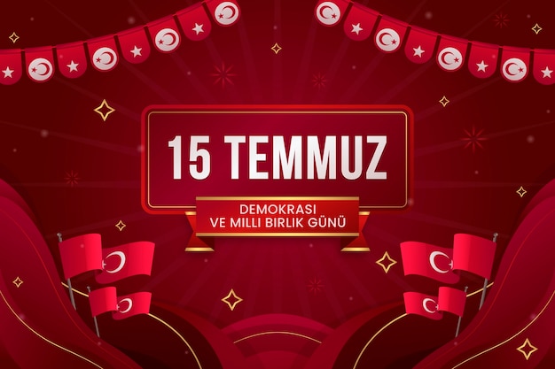 Free vector gradient 15 temmuz background