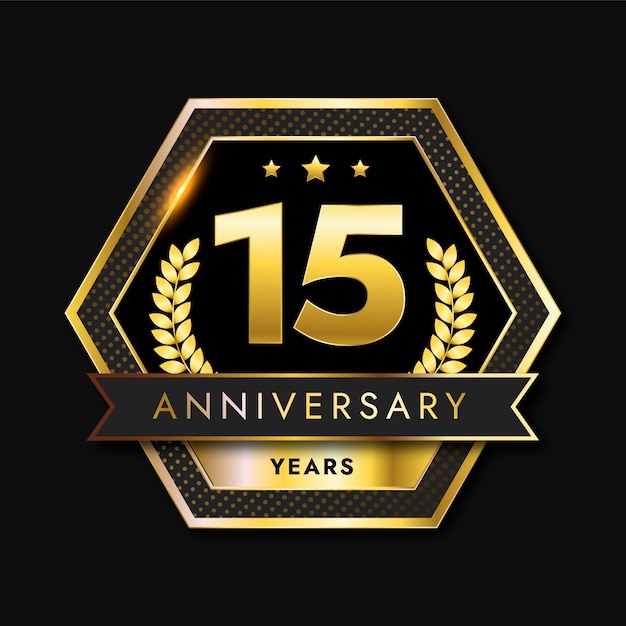 Free vector gradient 15th anniversary and birthday