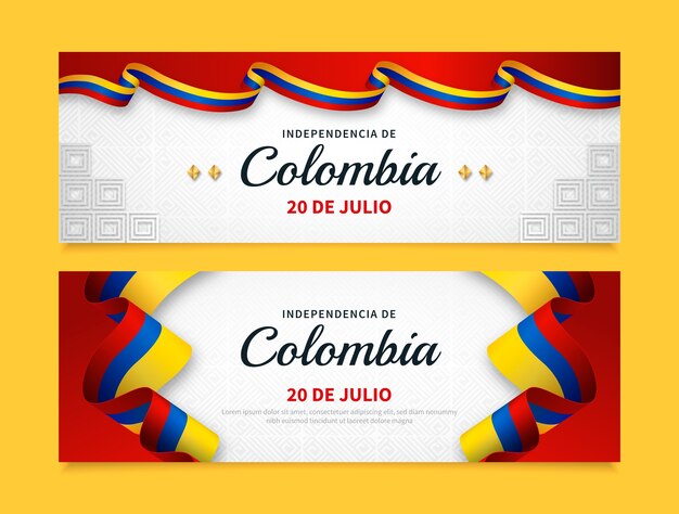 gradient 20 de julio horizontal banners set