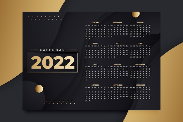 Gradient 2022 calendar template