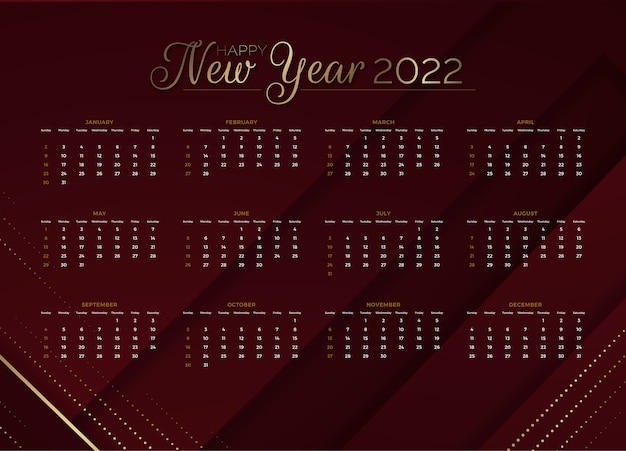 Gradient 2022 calendar template