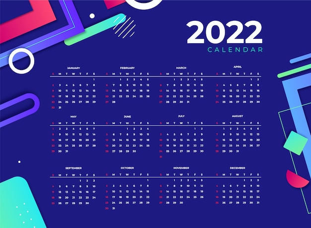 Gradient 2022 calendar template