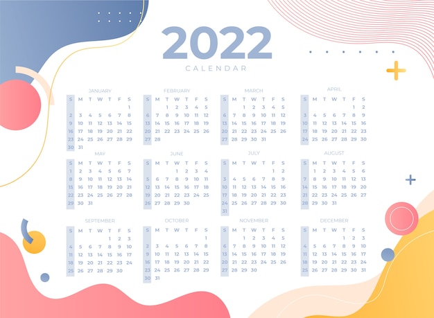 Gradient 2022 calendar template