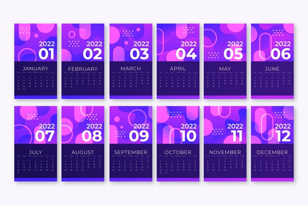 Gradient 2022 calendar template