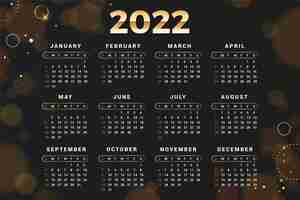 Vettore gratuito modello di calendario sfumato 2022