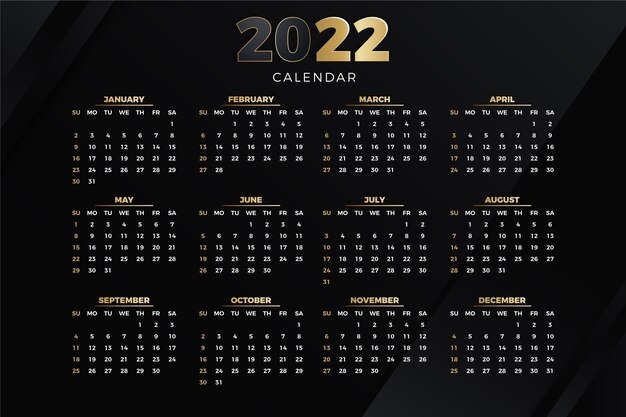 Gradient 2022 calendar template