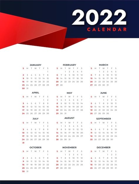 Gradient 2022 calendar template