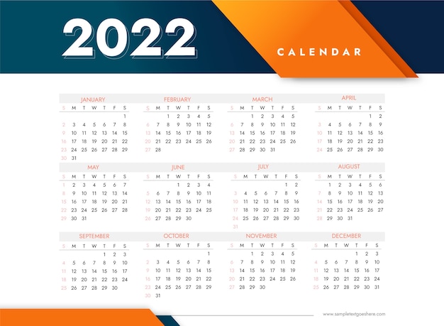 Gradient 2022 calendar template