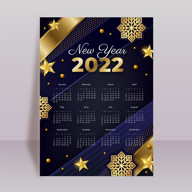 Шаблон календаря градиент 2022