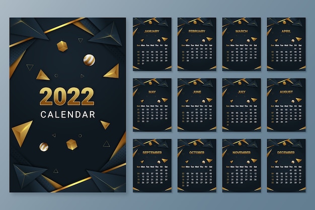 Gradient 2022 calendar template