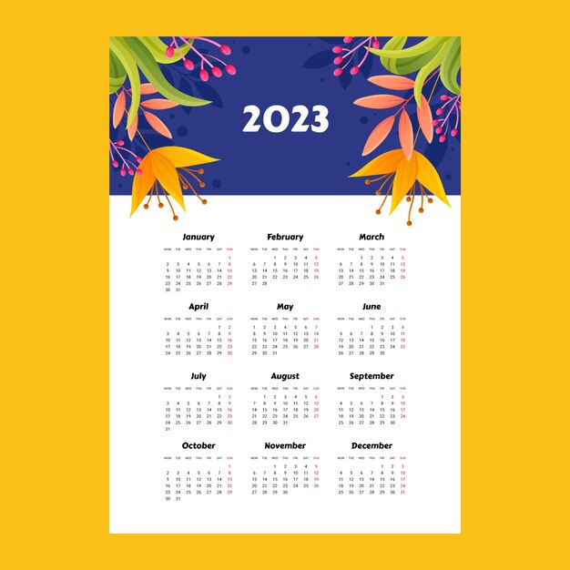 Gradient 2023 annual calendar template