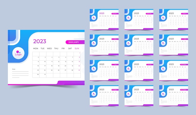 Gradient 2023 annual wall planner calendar template