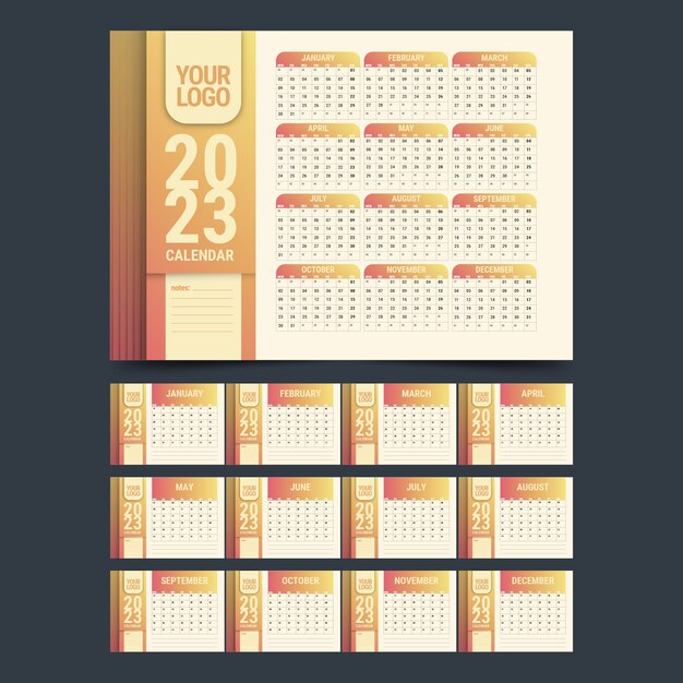 Gradient 2023 annual wall planner calendar template