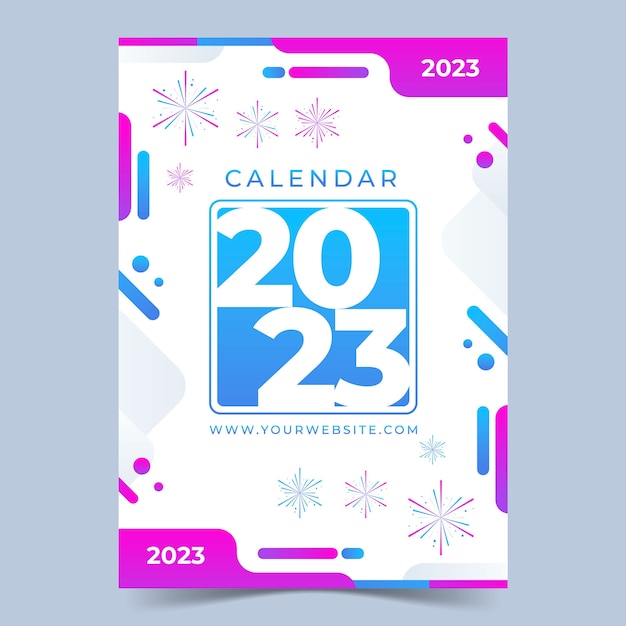 Vettore gratuito illustrazione della copertina del calendario 2023 gradiente