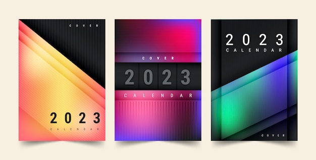 Бесплатное векторное изображение Иллюстрация обложки календаря gradient 2023