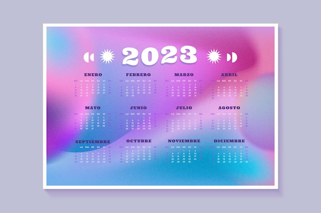 Бесплатное векторное изображение Шаблон календаря градиент 2023