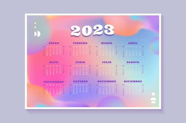 Vettore gratuito modello di calendario 2023 sfumato