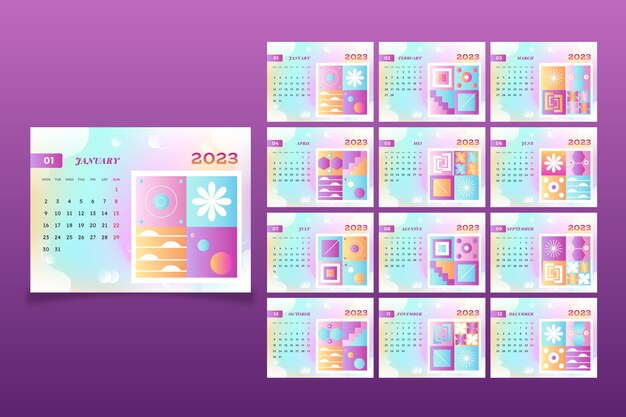 Gradient 2023 desk calendar template