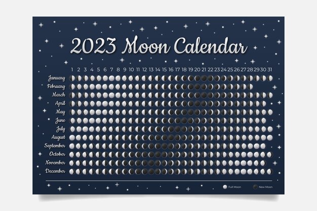 Modello di calendario lunare 2023 sfumato