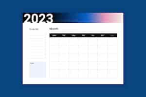 Vettore gratuito modello di calendario per pianificatore mensile gradiente 2023