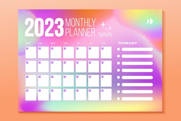 Gradient 2023 monthly planner calendar template