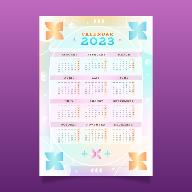 Gradient 2023 wall calendar template