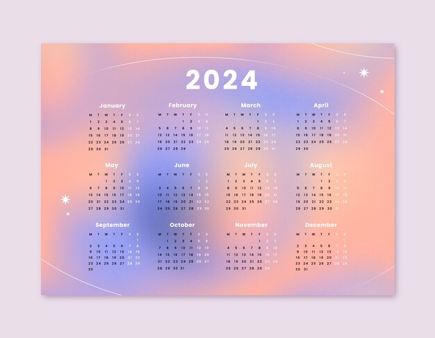 Gradient 2024 calendar template