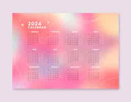 Free vector gradient 2024 calendar template