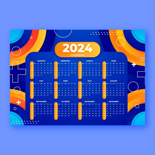 Gradient 2024 calendar template