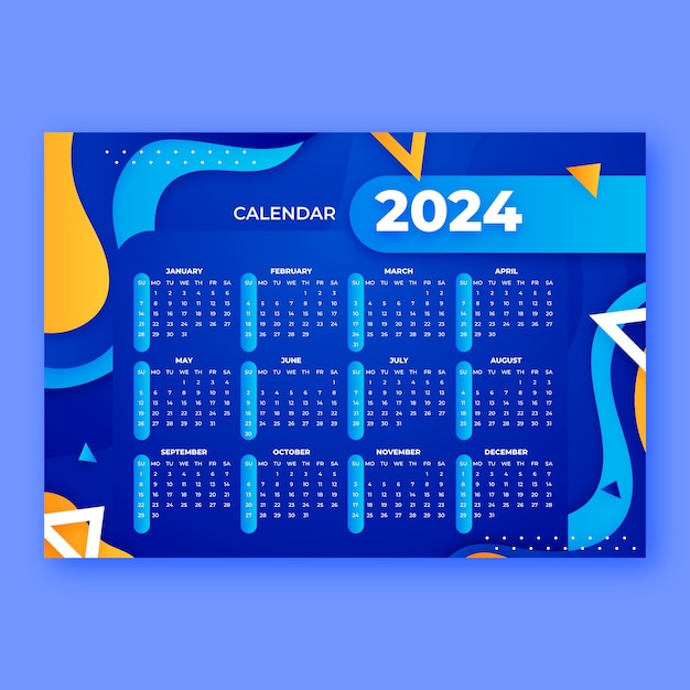 Free vector gradient 2024 calendar template