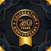 Free vector gradient 20th anniversary or birthday card