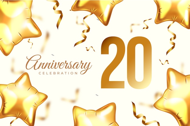 Free vector gradient 20th anniversary or birthday card