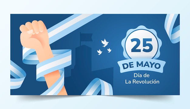 Free vector gradient 25 de mayo horizontal banner template