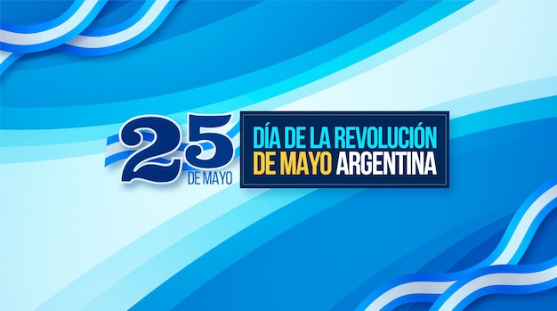 Gradient 25 de mayo horizontal banner template