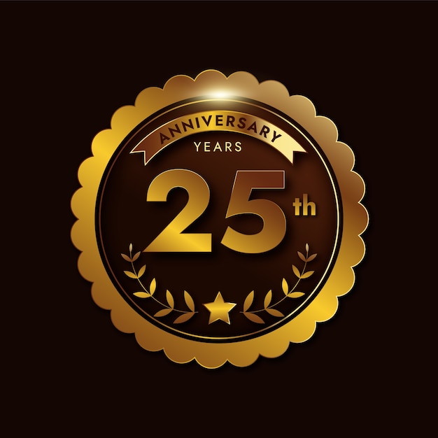 Free vector gradient 25th anniversary or birthday card