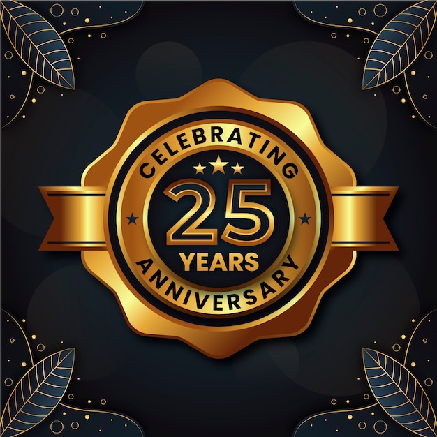 Free vector gradient 25th anniversary or birthday card