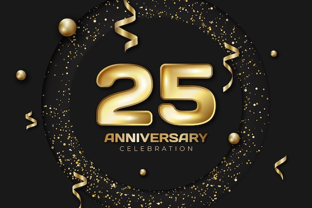 Free vector gradient 25th anniversary card