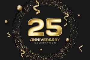 Free vector gradient 25th anniversary card