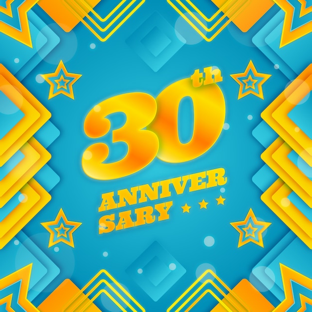 無料ベクター グラデーション30周年またはバースデーカード