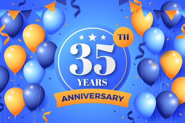 Free vector gradient 35th anniversary or birthday card