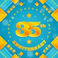 Бесплатное векторное изображение Градиент 35-летия или поздравительная открытка