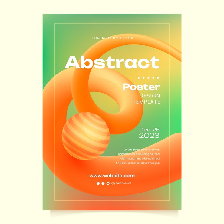 무료 Vector 그라데이션 3d 추상 포스터 디자인